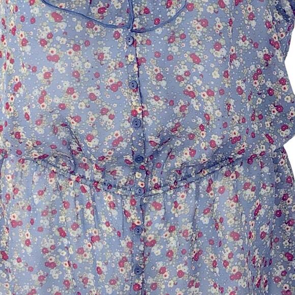 Maurices Sheer Floral Button-Up Top Large – Peplum Hem, Sleeveless - Picture 6 of 14